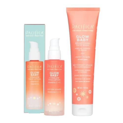 Pacifica Beauty Glow Baby VitaGlow Gesichtslotion und aufhellender Gesichtsreiniger Set, Vitamin C und E, AHA, Peeling, Reiniger, Feuchtigkeitsspender, Vegan, 50 ml und 150 ml (2er Set)