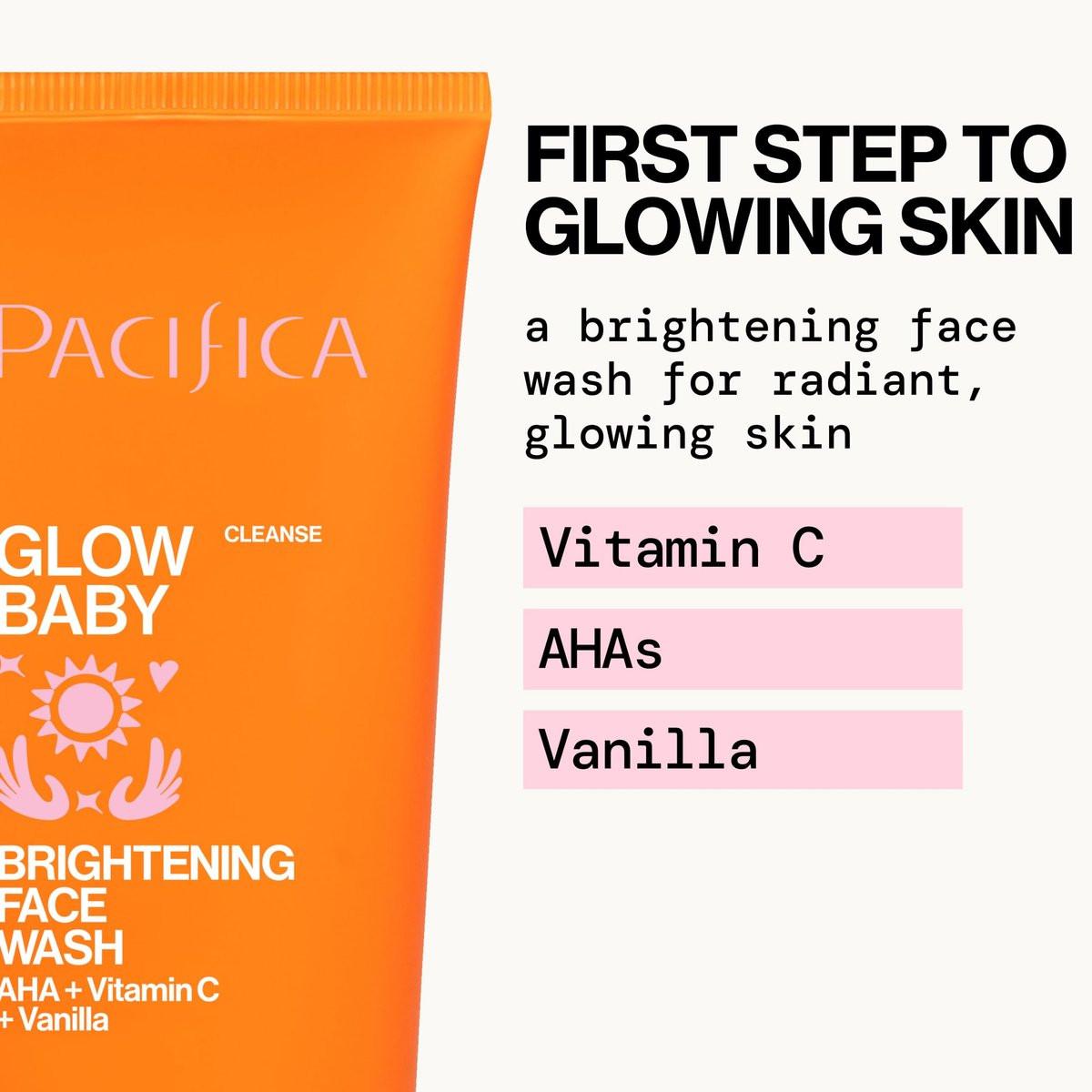 Pacifica Beauty Glow Baby VitaGlow Gesichtslotion und aufhellender Gesichtsreiniger Set, Vitamin C und E, AHA, Peeling, Reiniger, Feuchtigkeitsspender, Vegan, 50 ml und 150 ml (2er Set)