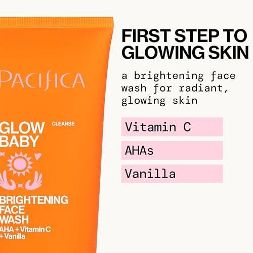 Pacifica Beauty Glow Baby VitaGlow Gesichtslotion und aufhellender Gesichtsreiniger Set, Vitamin C und E, AHA, Peeling, Reiniger, Feuchtigkeitsspender, Vegan, 50 ml und 150 ml (2er Set)