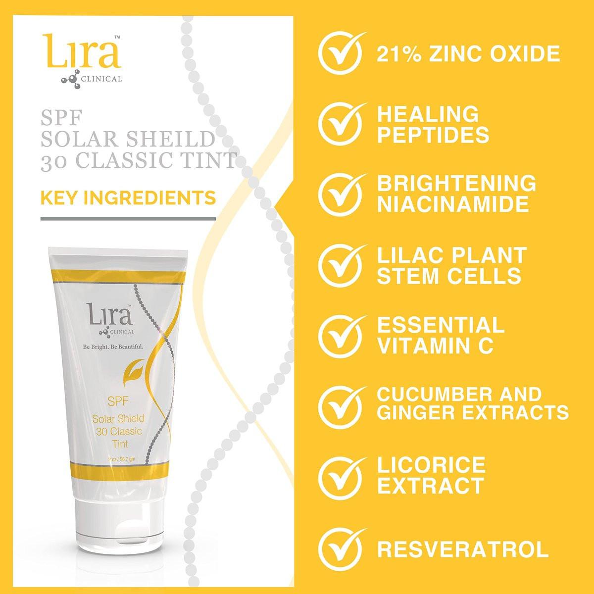 Lira Clinical Solar Shield 30 Classic Tint 2 oz / 60 ml – Sonnenschutz mit getöntem Finish