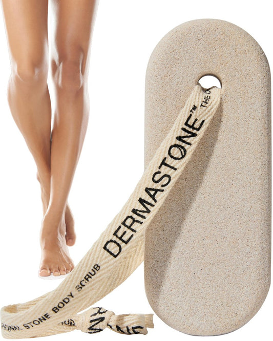 DERMASTONE LEG & BODY SCRUB - Tiefenwirksamer Stein-Körperpeeling für Erdbeerbeine, eingewachsene Haare, abgestorbene Haut, Fußpeeling und natürliches Körperpeeling für Frauen und Männer