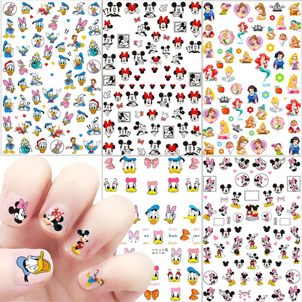 Designer Nagelaufkleber Aufkleber Niedlich 3D Selbstklebend Cartoon Nagel Sticker für Frauen DIY Nageldesign Acrylnägel Dekoration 5 Blatt