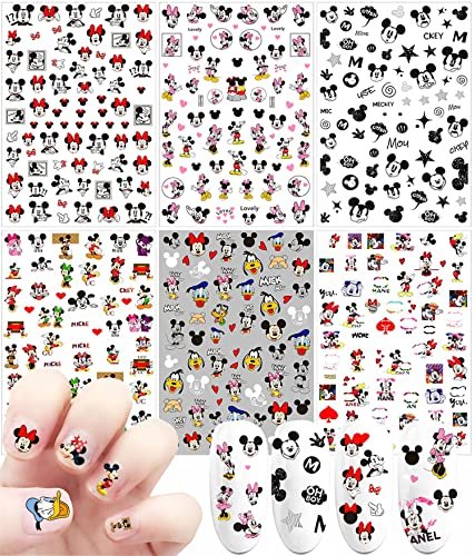 Cartoon Nail Art Aufkleber 3D Nagelaufkleber - 6 Blatt Niedliche Nageldesign Sticker für Frauen DIY Maniküre