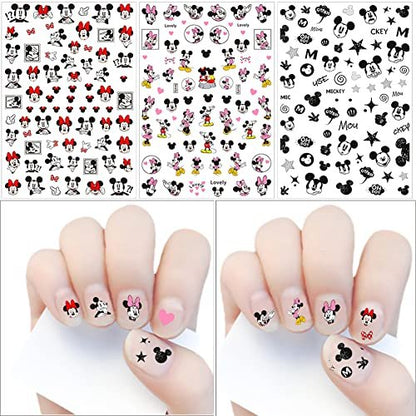 Cartoon Nail Art Aufkleber 3D Nagelaufkleber - 6 Blatt Niedliche Nageldesign Sticker für Frauen DIY Maniküre