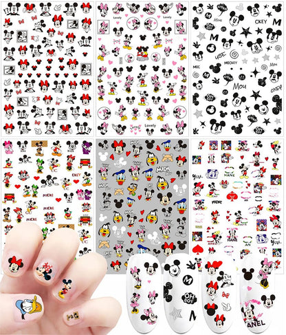 Cartoon Nail Art Aufkleber 3D Nagelaufkleber - 6 Blatt Niedliche Nageldesign Sticker für Frauen DIY Maniküre