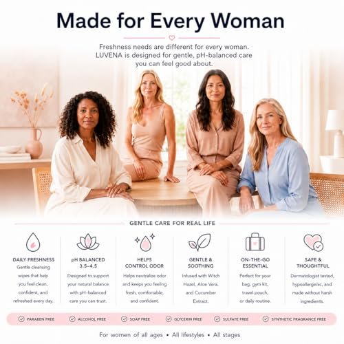 Luvena Feminine Feuchttücher für Frauen – mit Hamamelis, pH-hautneutral, für die Intim- und Wochenbettpflege, 25 Tücher, 1 Packung
