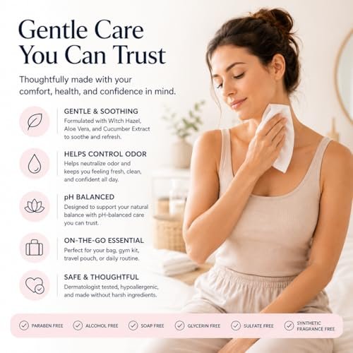Luvena Feminine Feuchttücher für Frauen – mit Hamamelis, pH-hautneutral, für die Intim- und Wochenbettpflege, 25 Tücher, 1 Packung