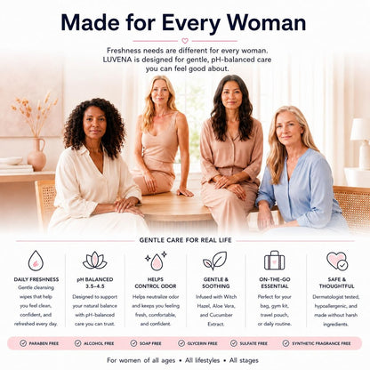 Luvena Feminine Feuchttücher für Frauen – mit Hamamelis, pH-hautneutral, für die Intim- und Wochenbettpflege, 25 Tücher, 1 Packung