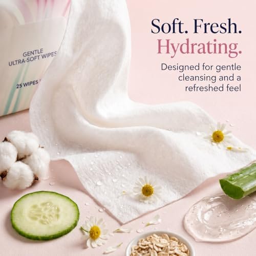 Luvena Feminine Feuchttücher für Frauen – mit Hamamelis, pH-hautneutral, für die Intim- und Wochenbettpflege, 25 Tücher, 1 Packung