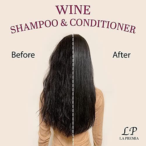 La Premia Wein Shampoo & Conditioner für geschädigtes, glanzloses Haar - Pflegt und stärkt alle Haartypen - Beste Haarpflege für glattes und glänzendes Haar - 100% farbsicher für Männer & Frauen, 2 x 250 ml