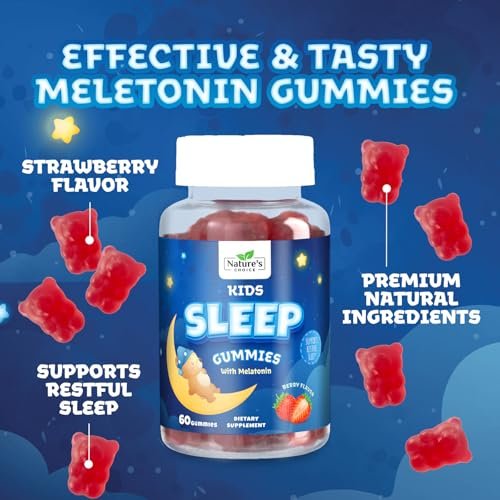 Nature's Choice Melatonin Gummis für Kinder – 2 mg Melatonin pro Portion – Natürlicher Beerengeschmack – 60 Gummis – Nicht-GVO, Vegan