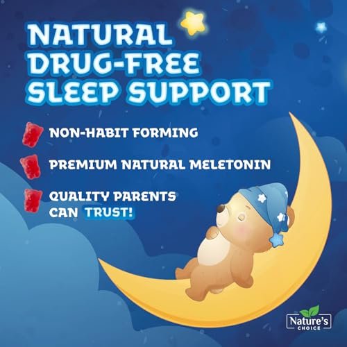 Nature's Choice Melatonin Gummis für Kinder – 2 mg Melatonin pro Portion – Natürlicher Beerengeschmack – 60 Gummis – Nicht-GVO, Vegan