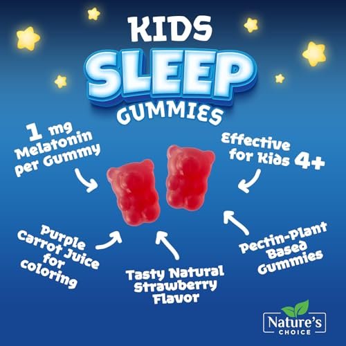 Nature's Choice Melatonin Gummis für Kinder – 2 mg Melatonin pro Portion – Natürlicher Beerengeschmack – 60 Gummis – Nicht-GVO, Vegan