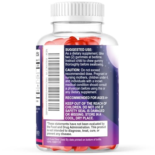 Nature's Nutrition Kinder Melatonin Gummis - 2mg Melatonin pro Portion - Vegane, Nicht-GVO Gummibärchen für erholsamen Schlaf, natürlicher Beerengeschmack - 60 Stück