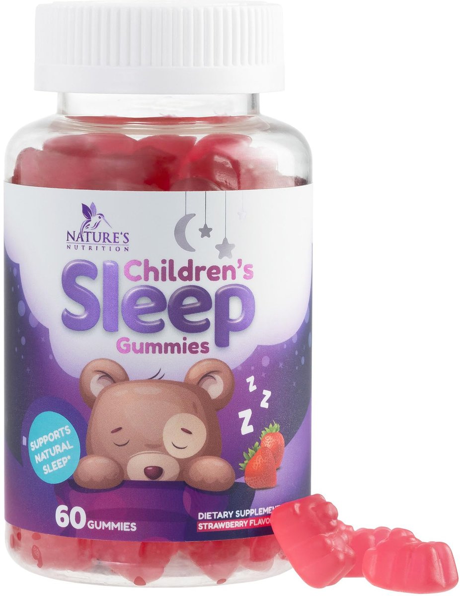 Nature's Nutrition Kinder Melatonin Gummis - 2mg Melatonin pro Portion - Vegane, Nicht-GVO Gummibärchen für erholsamen Schlaf, natürlicher Beerengeschmack - 60 Stück