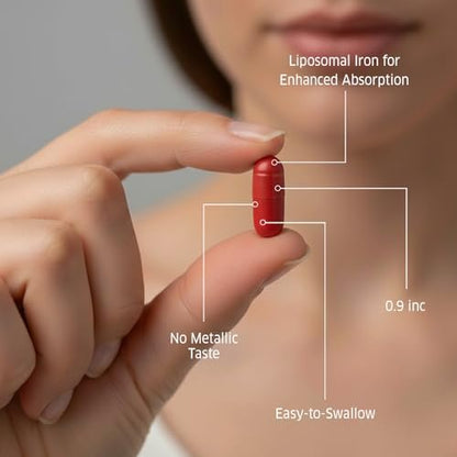 ORZAX Eisen 25 mg - Liposomale Technologie - Hohe Bioverfügbarkeit - 90 pflanzliche Kapseln - Unterstützt die Bildung neuer Blutzellen - Nicht verstopfend - Nicht-GVO & Glutenfrei - Für Frauen, Männer, Erwachsene
