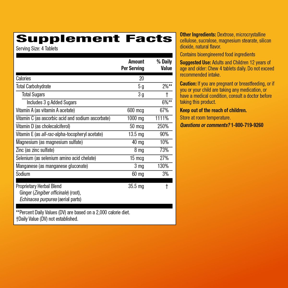 Immununterstützung mit Vitamin D und Antioxidantien – Citrus Kaugummitabletten, 32 Stück