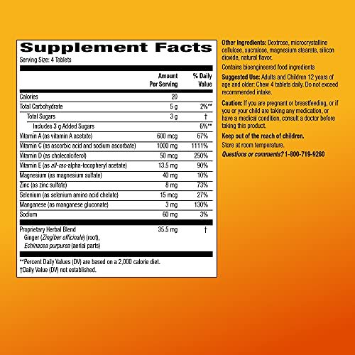 Immununterstützung mit Vitamin D und Antioxidantien – Citrus Kaugummitabletten, 32 Stück