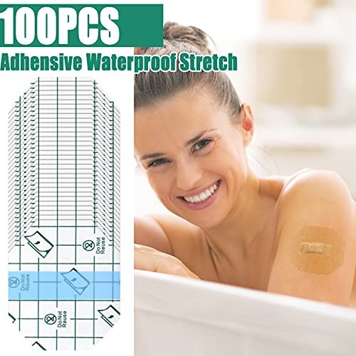 Nuanchu 100 Stück wasserdichte Pflaster, transparente Schutzfolie für Tattoos, 2,3 x 2,7 Zoll