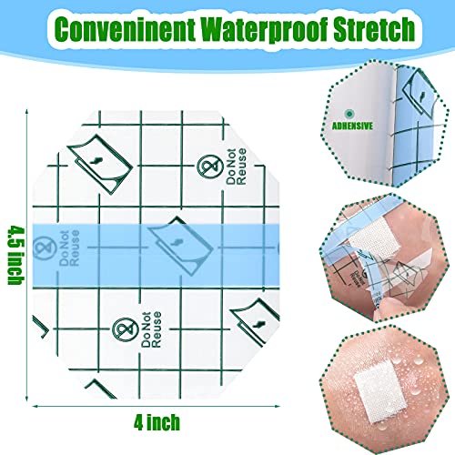 Nuanchu 100 Stück wasserdichte Pflaster, transparente Schutzfolie für Tattoos, 2,3 x 2,7 Zoll