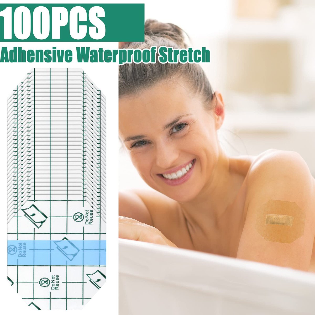 Nuanchu 100 Stück wasserdichte Pflaster, transparente Schutzfolie für Tattoos, 2,3 x 2,7 Zoll