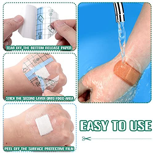 Nuanchu 100 Stück wasserdichte Pflaster, transparente Schutzfolie für Tattoos, 2,3 x 2,7 Zoll