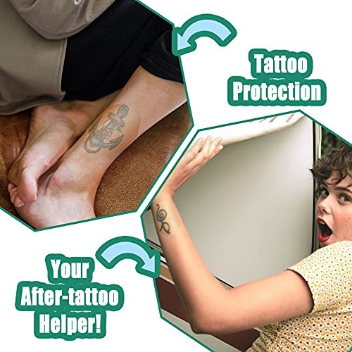 Nuanchu 100 Stück wasserdichte Pflaster, transparente Schutzfolie für Tattoos, 2,3 x 2,7 Zoll