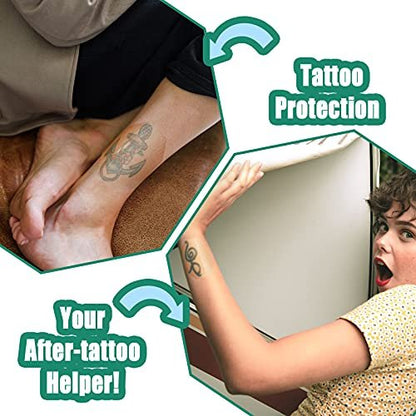 Nuanchu 100 Stück wasserdichte Pflaster, transparente Schutzfolie für Tattoos, 2,3 x 2,7 Zoll