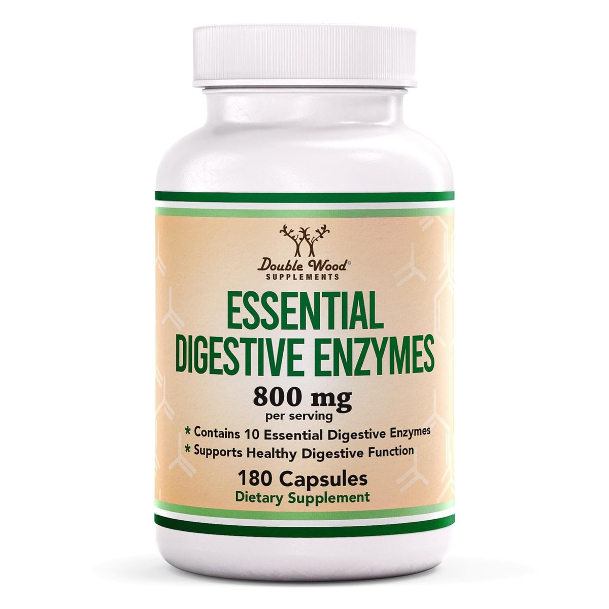 Verdauungsenzyme - 800mg Mischung aller 10 wichtigsten Verdauungs- und Pankreasenzyme (Amylase, Lipase, Bromelain, Lactase, Papain, Protease, Cellulase, Maltase, Invertase) von Double Wood