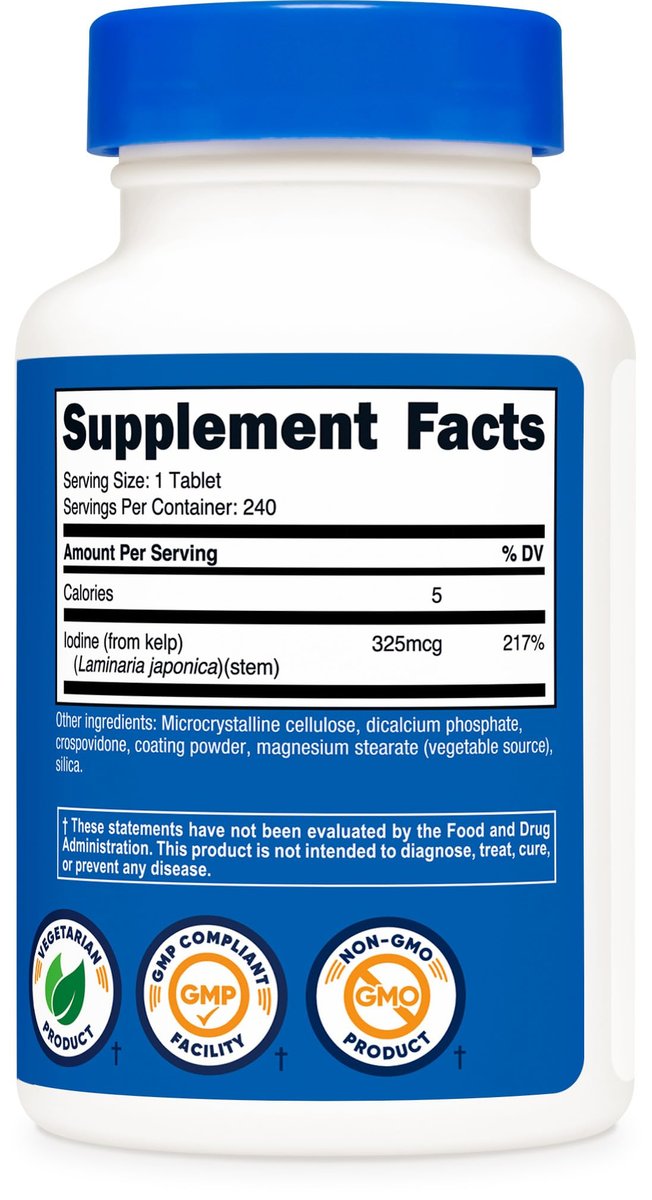 Nutricost Kelp Tabletten, 325mcg Jod, 240 Tabletten – Nicht-GVO, Glutenfrei