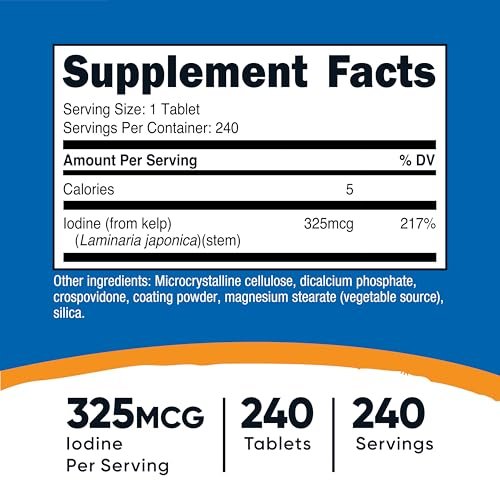 Nutricost Kelp Tabletten, 325mcg Jod, 240 Tabletten – Nicht-GVO, Glutenfrei