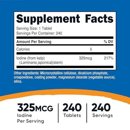 Nutricost Kelp Tabletten, 325mcg Jod, 240 Tabletten – Nicht-GVO, Glutenfrei
