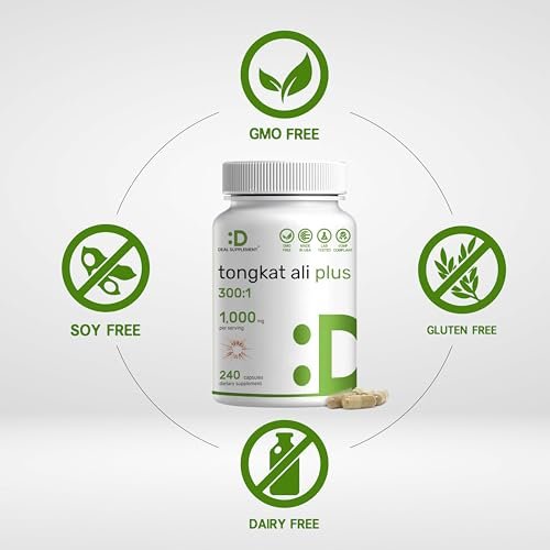 Tongkat Ali Extrakt 300:1 mit Bockshornklee 1.100 mg – Indonesischer Longjack Eurycoma Longifolia Wurzel – Extra starkes pflanzliches Nahrungsergänzungsmittel für Energie