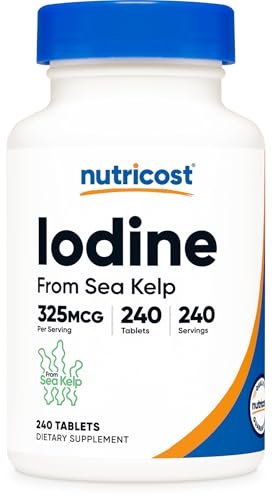 Nutricost Jod (Natürliches Jod aus Seetang) 325 mcg, 240 Tabletten – Non-GMO, Glutenfrei