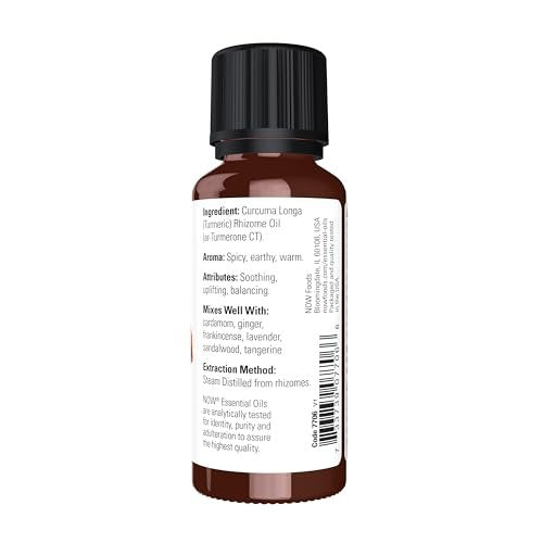 NOW Foods Kurkuma Ätherisches Öl, 100% rein, beruhigend, belebend, ausgleichend, 30 ml