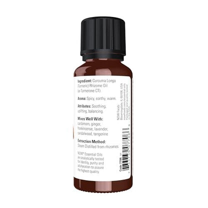 NOW Foods Kurkuma Ätherisches Öl, 100% rein, beruhigend, belebend, ausgleichend, 30 ml