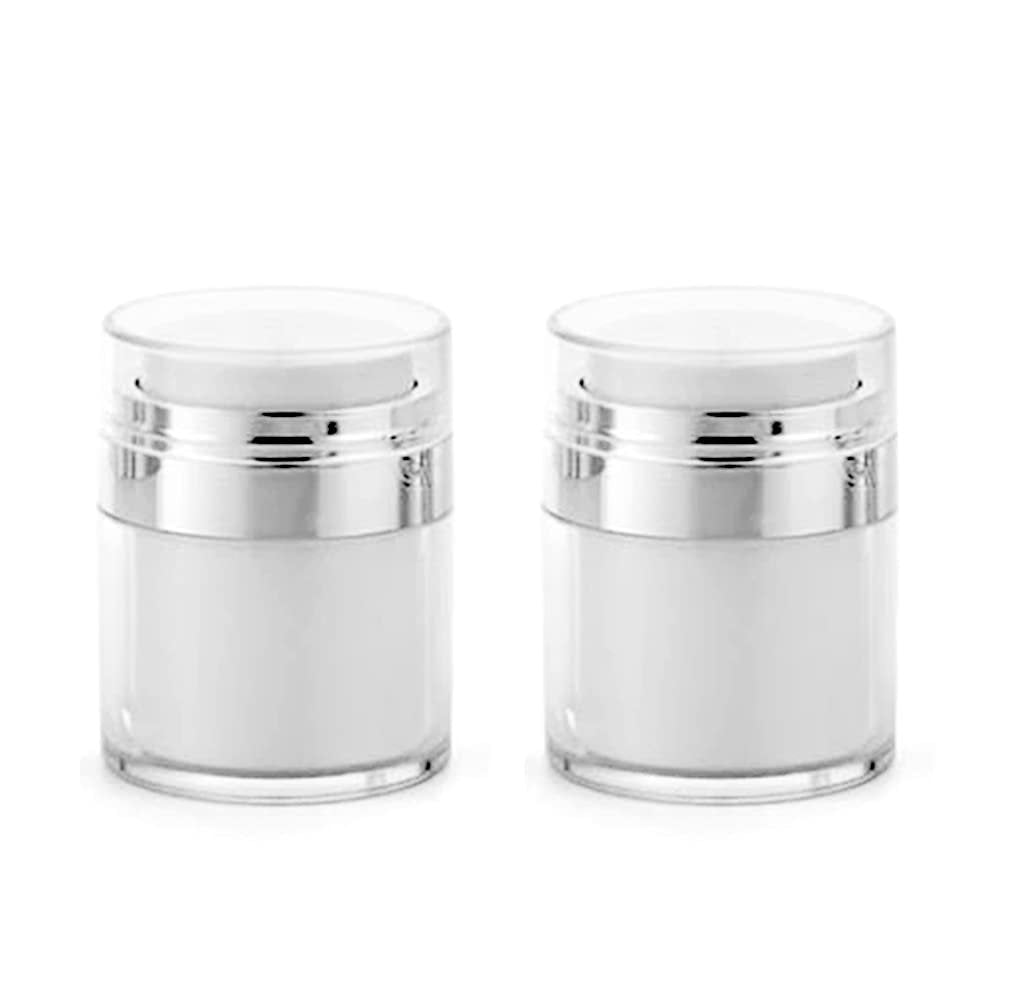 Furnido Nachfüllbare Airless Pumptiegel, Leere Acryl-Kosmetikbehälter, Reiselotion mit Deckel für dicke Feuchtigkeitscreme, Hautpflegecreme, 2er-Pack, 30 ml, Weiß
