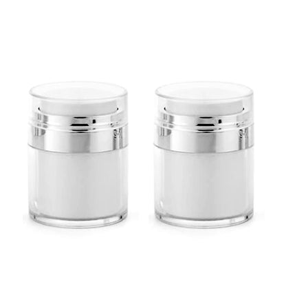 Furnido Nachfüllbare Airless Pumptiegel, Leere Acryl-Kosmetikbehälter, Reiselotion mit Deckel für dicke Feuchtigkeitscreme, Hautpflegecreme, 2er-Pack, 30 ml, Weiß