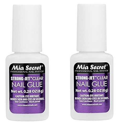 Mia Secret Strong-Jet Klarer Nagelkleber 2er Pack (8g x 2) – Professioneller Auftragskleber, schnell trocknend, langanhaltender Halt für Press-On-Nägel, Nagelspitzen & Nagelkunst