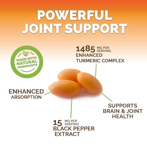 Turmeric Curcumin Komplex mit BioPerin Schwarzer Pfeffer Extrakt – Hochdosiert mit 1500 mg Curcuminoide für natürliche Gelenkunterstützung – Antioxidans Kräuterergänzung für Frauen & Männer, Non-GMO – 60 Softgels