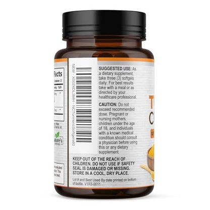 Turmeric Curcumin Komplex mit BioPerin Schwarzer Pfeffer Extrakt – Hochdosiert mit 1500 mg Curcuminoide für natürliche Gelenkunterstützung – Antioxidans Kräuterergänzung für Frauen & Männer, Non-GMO – 60 Softgels