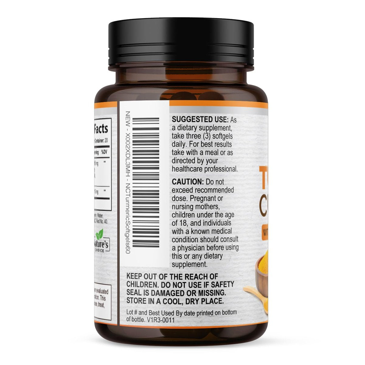 Turmeric Curcumin Komplex mit BioPerin Schwarzer Pfeffer Extrakt – Hochdosiert mit 1500 mg Curcuminoide für natürliche Gelenkunterstützung – Antioxidans Kräuterergänzung für Frauen & Männer, Non-GMO – 60 Softgels