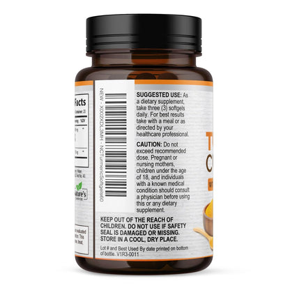 Turmeric Curcumin Komplex mit BioPerin Schwarzer Pfeffer Extrakt – Hochdosiert mit 1500 mg Curcuminoide für natürliche Gelenkunterstützung – Antioxidans Kräuterergänzung für Frauen & Männer, Non-GMO – 60 Softgels
