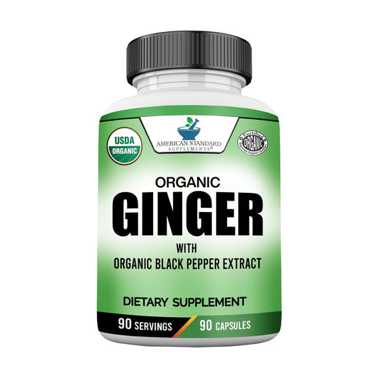 American Standard Supplements Bio Ingwer Extrakt mit Bio Schwarzer Pfeffer Extrakt, Vegan, Glutenfrei, Nicht-GVO, 90 Kapseln, 90 Portionen