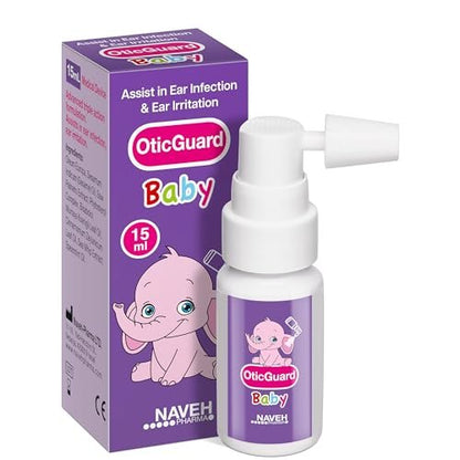 NAVEH PHARMA Otic Guard Baby Ohrentropfen – Natürliches Ohrenöl für sanfte Ohrenreinigung & Ohrenschmalzentfernung bei Babys, Kleinkindern & Kindern – Lindert juckende Ohren & Badeohr