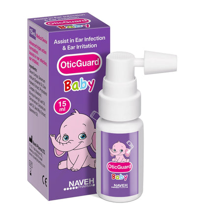 NAVEH PHARMA Otic Guard Baby Ohrentropfen – Natürliches Ohrenöl für sanfte Ohrenreinigung & Ohrenschmalzentfernung bei Babys, Kleinkindern & Kindern – Lindert juckende Ohren & Badeohr
