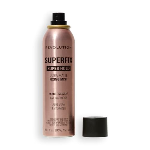 Revolution Beauty London Superfix Misting Makeup Setting Spray – Ultra Matt & Glanzfrei, Lang anhaltend, mit Vitamin E, 150 ml