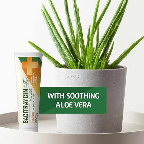 Bacitraycin Plus Erste-Hilfe-Antibiotikum-Salbe – Wundheilungssalbe für kleine Schnitte, Schürfwunden und Verbrennungen mit Bacitracin Zink und feuchtigkeitsspendender Aloe Vera, Original, 1 oz, 2er-Pack