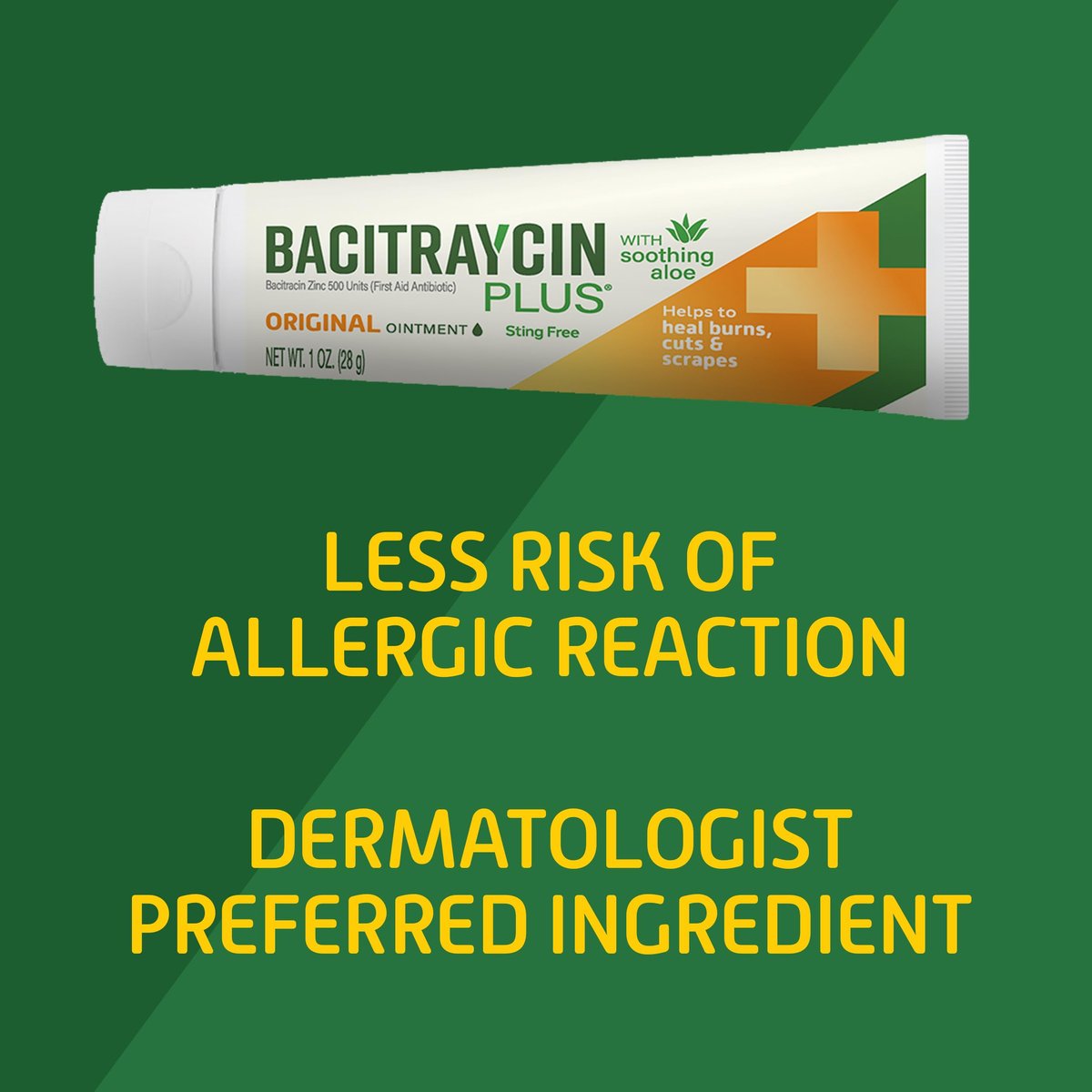 Bacitraycin Plus Erste-Hilfe-Antibiotikum-Salbe – Wundheilungssalbe für kleine Schnitte, Schürfwunden und Verbrennungen mit Bacitracin Zink und feuchtigkeitsspendender Aloe Vera, Original, 1 oz, 2er-Pack