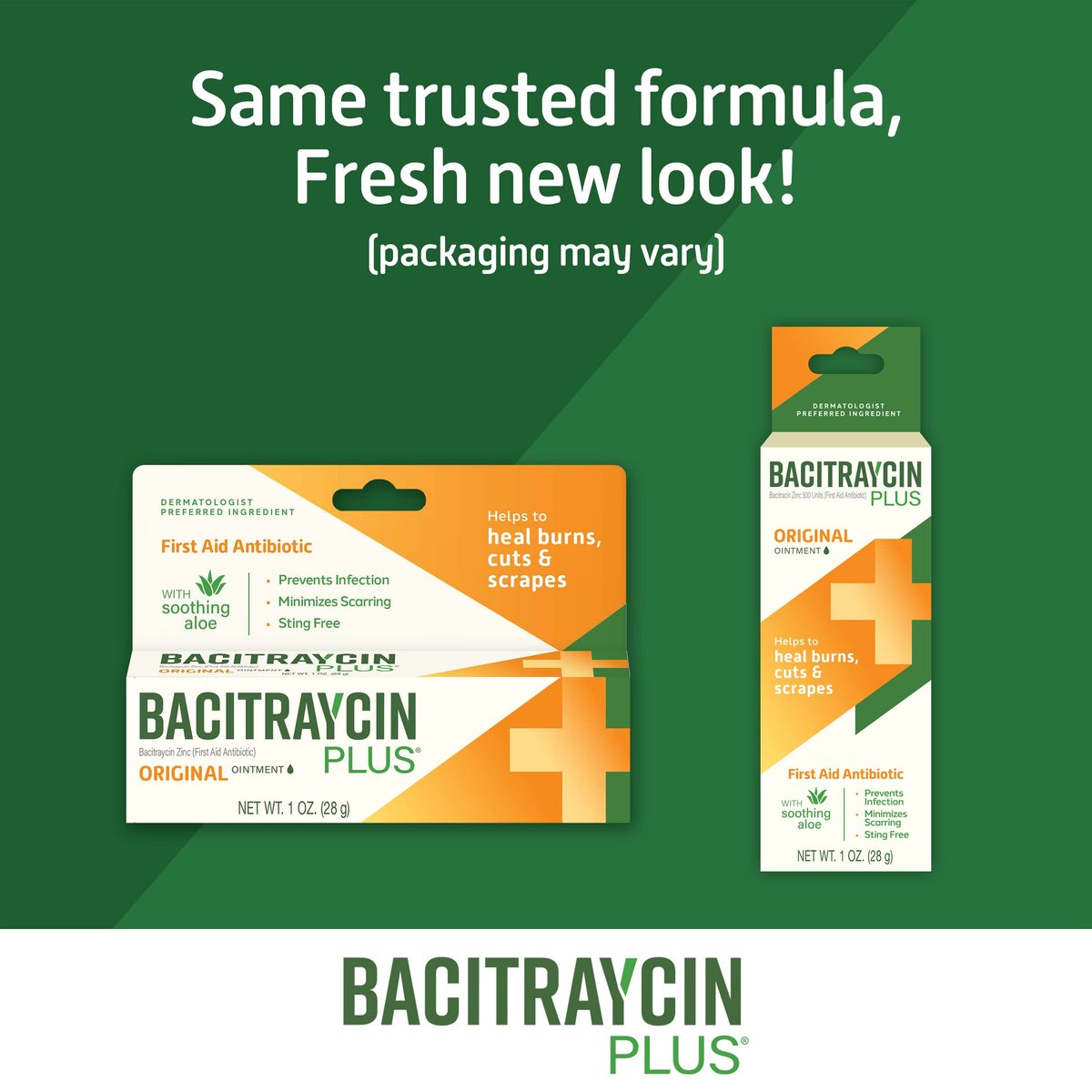 Bacitraycin Plus Erste-Hilfe-Antibiotikum-Salbe – Wundheilungssalbe für kleine Schnitte, Schürfwunden und Verbrennungen mit Bacitracin Zink und feuchtigkeitsspendender Aloe Vera, Original, 1 oz, 2er-Pack